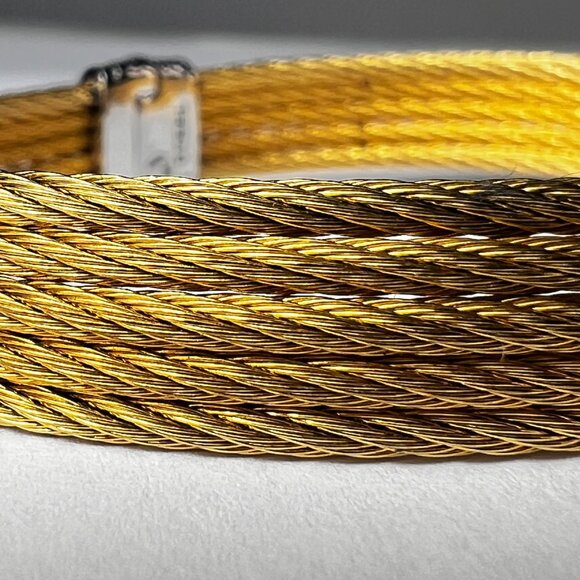 ALOR Classique18k White Gold and Yellow Stainless Steel Cable Bracelet - Picture 6 of 7